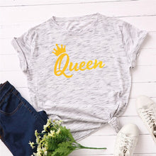 Load image into Gallery viewer, New Queen Crown Print T Shirt Women Shirts 100%Cotton Plus Size S-5XL
