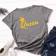 Load image into Gallery viewer, New Queen Crown Print T Shirt Women Shirts 100%Cotton Plus Size S-5XL
