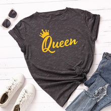 Load image into Gallery viewer, New Queen Crown Print T Shirt Women Shirts 100%Cotton Plus Size S-5XL
