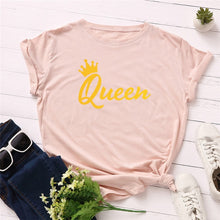 Load image into Gallery viewer, New Queen Crown Print T Shirt Women Shirts 100%Cotton Plus Size S-5XL
