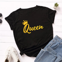 Load image into Gallery viewer, New Queen Crown Print T Shirt Women Shirts 100%Cotton Plus Size S-5XL

